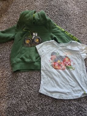 John Deere Green Kids Hooded Sweatshirt And T-Shirt